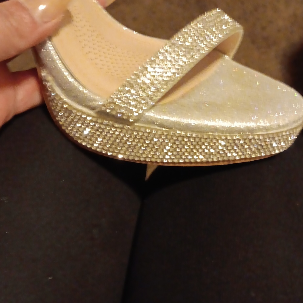 Windsor Champagne Stiletto Heels with Glittery Straps - Picture 4 of 6